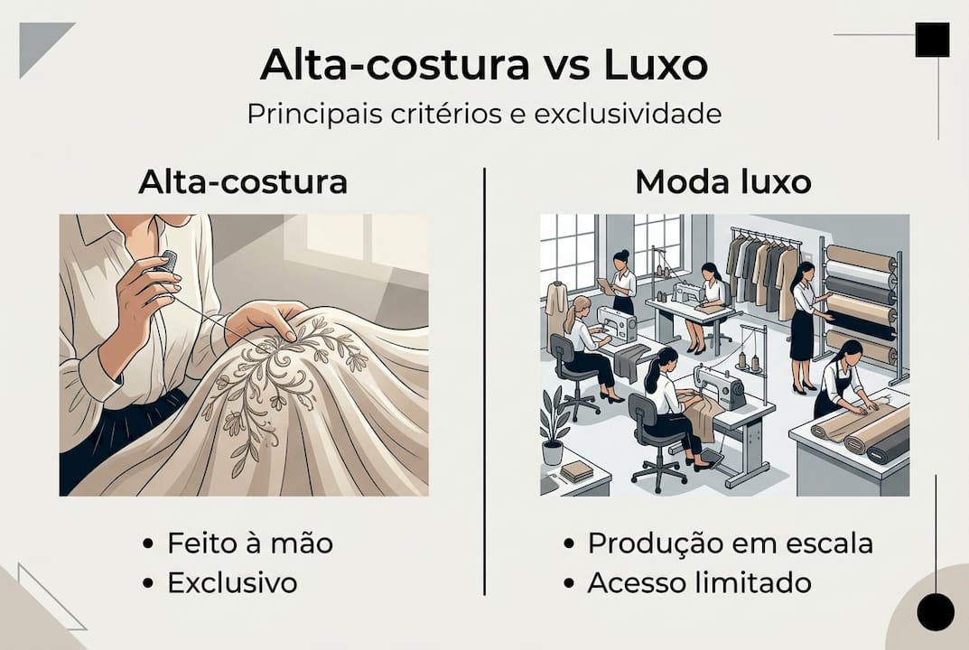 Infográfico destaca as principais diferenças entre alta-costura e moda de luxo