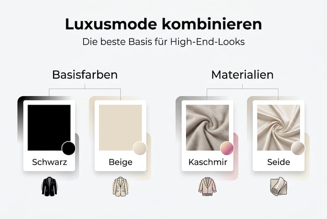 Übersicht: Grundfarben und edle Materialien in der Luxusmode