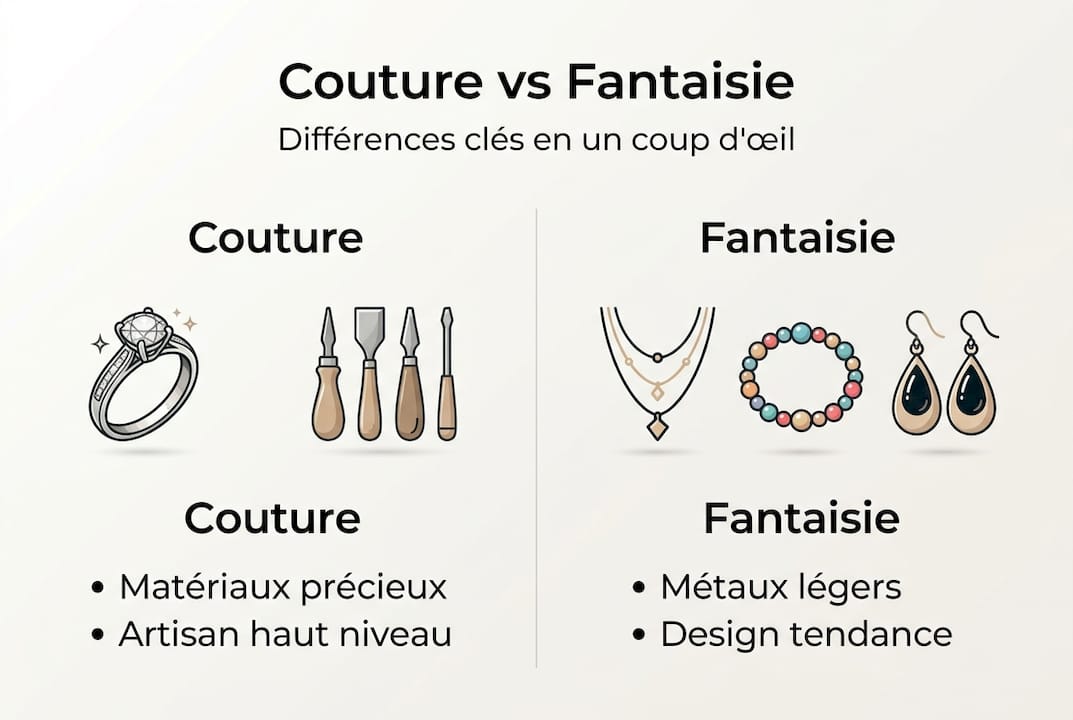 Infographie : comprendre les différences entre bijoux de haute joaillerie et bijoux fantaisie