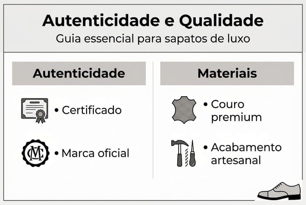 Infográfico sobre como reconhecer a autenticidade e os materiais dos sapatos de luxo