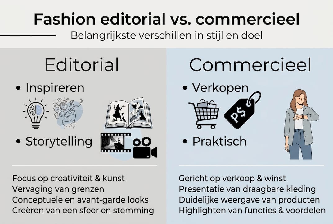 Infographic: het verschil tussen editorial en commerciële mode