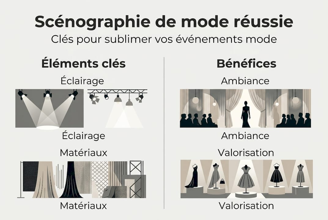 Présentation visuelle des clés d’une scénographie réussie pour un événement mode