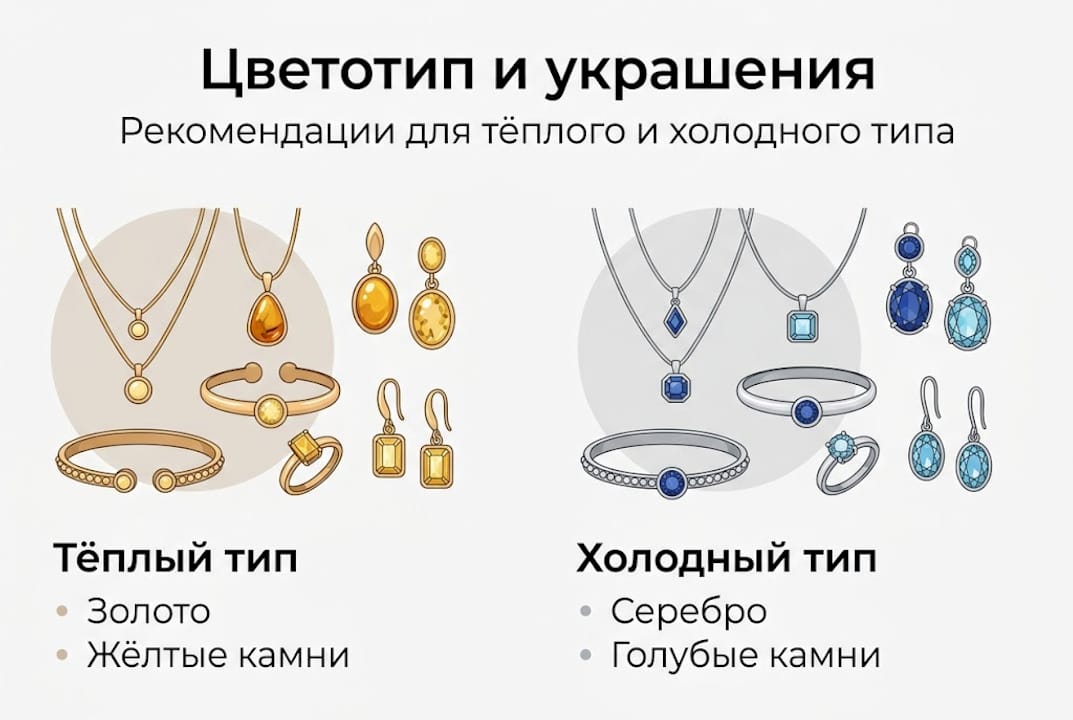 Инфографика: как подобрать украшения под свой цветотип