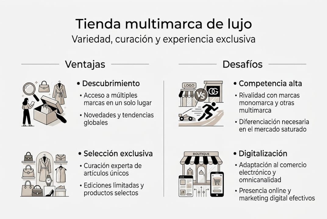 Infografía: pros y retos de las tiendas que ofrecen varias marcas