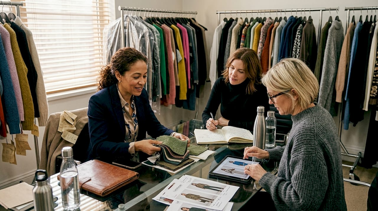 Compradores de moda analizando las nuevas colecciones de diseñadores