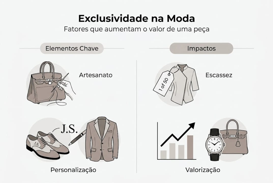 Infográfico sobre os principais fatores que tornam a moda exclusiva