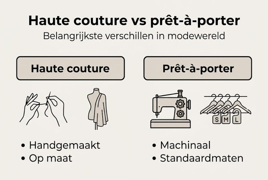 Infographic die de verschillen laat zien tussen haute couture en confectiekleding