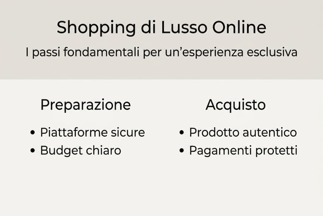 Guida visuale ai passaggi per lo shopping di lusso online