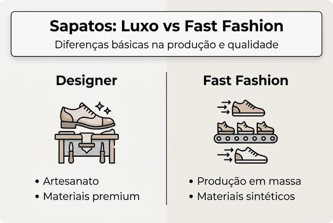 Infográfico mostra as diferenças entre sapatos de luxo e de fast fashion