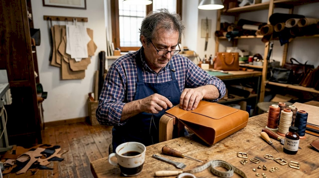 Borsa in pelle di lusso realizzata a mano da artigiani esperti