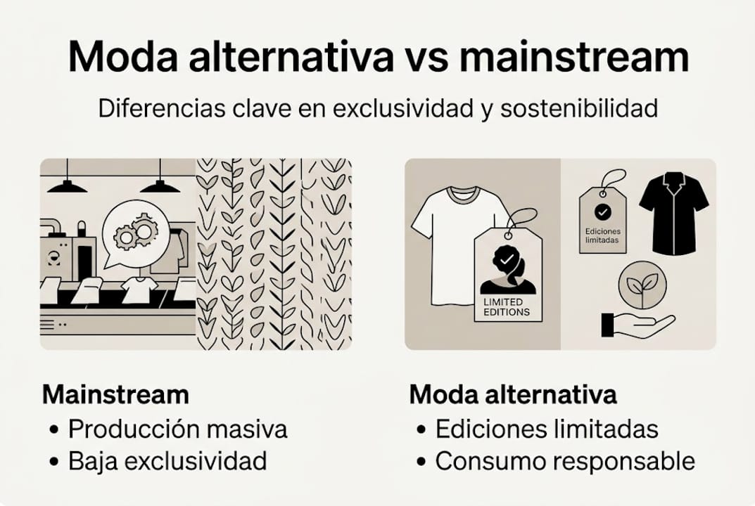 Infografía: principales diferencias entre la moda alternativa y la moda convencional