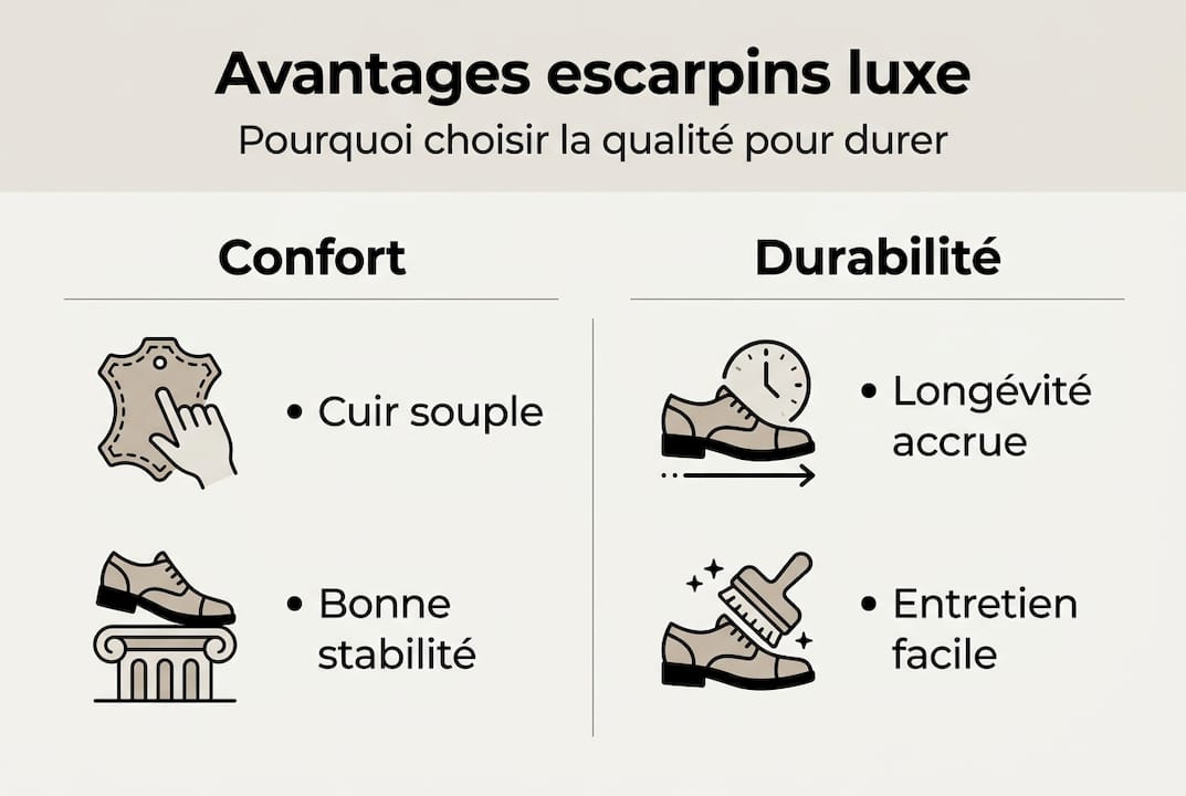Infographie : les atouts des escarpins de luxe – le choix des matériaux d’exception