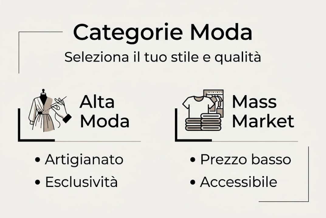 Infografica sulle principali categorie della moda: stile, tendenze e qualità