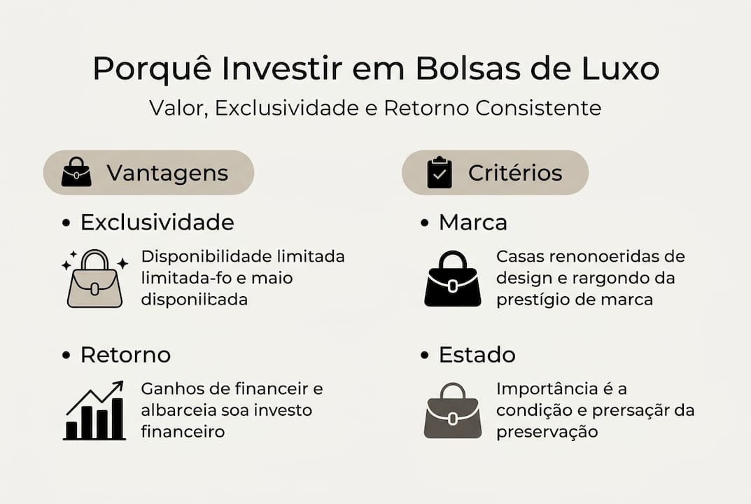 Descubra, num só olhar, os principais critérios a ter em conta e as vantagens de investir em carteiras de luxo.