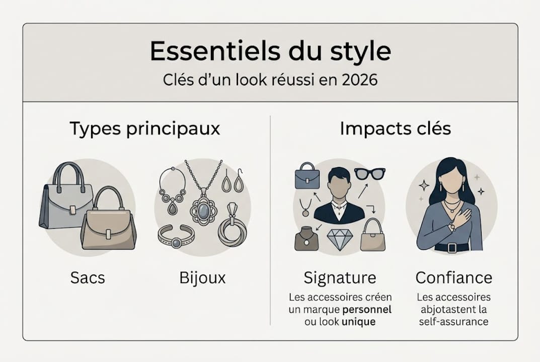 Infographie mettant en lumière l’importance des accessoires dans la création d’un look.