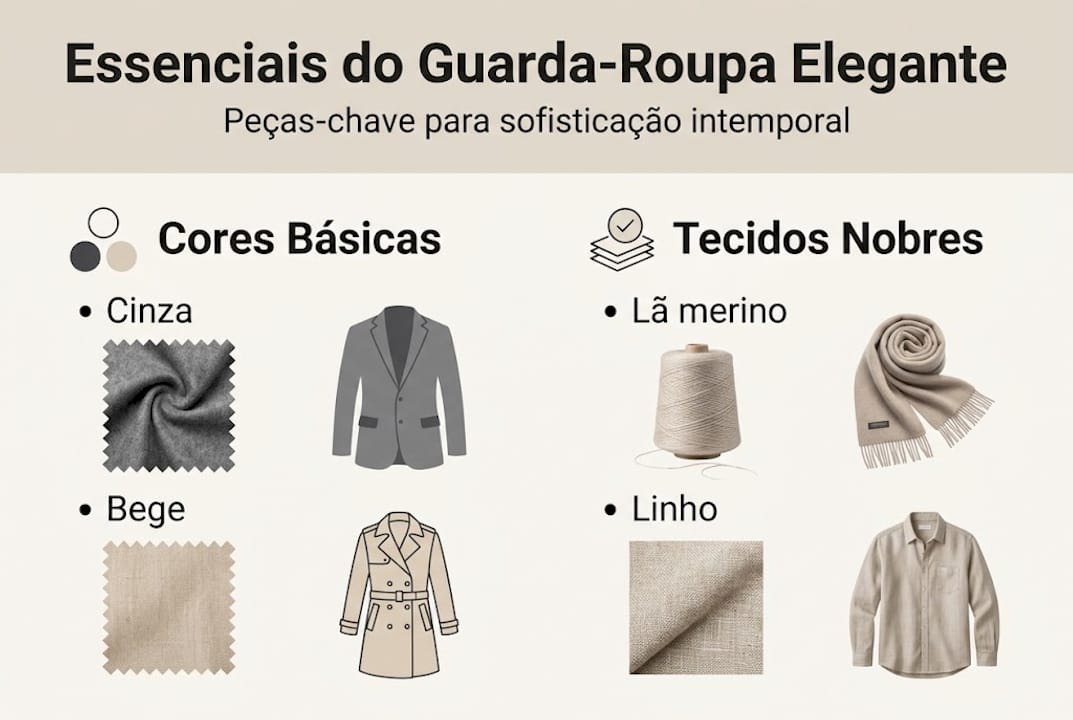 Infográfico: dicas essenciais para um guarda-roupa elegante