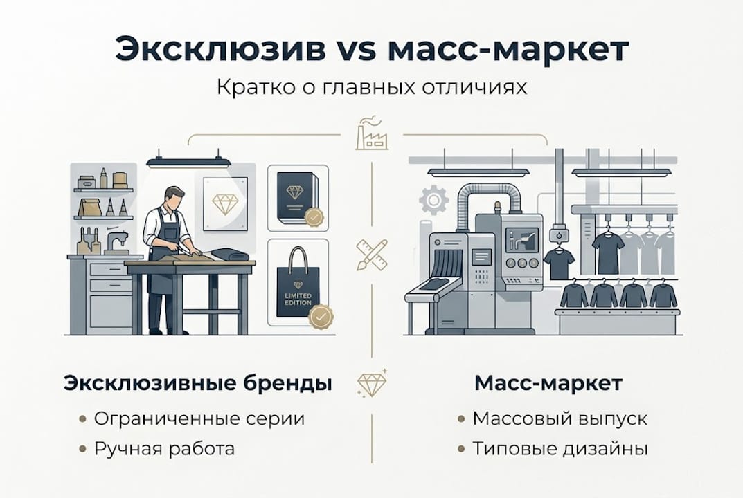Инфографика: чем отличаются эксклюзивные бренды от масс-маркета