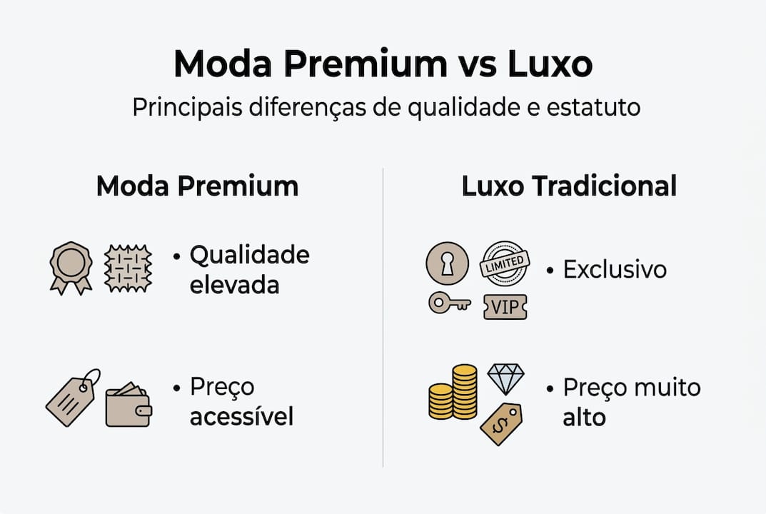 Infográfico: principais diferenças entre moda premium e moda de luxo