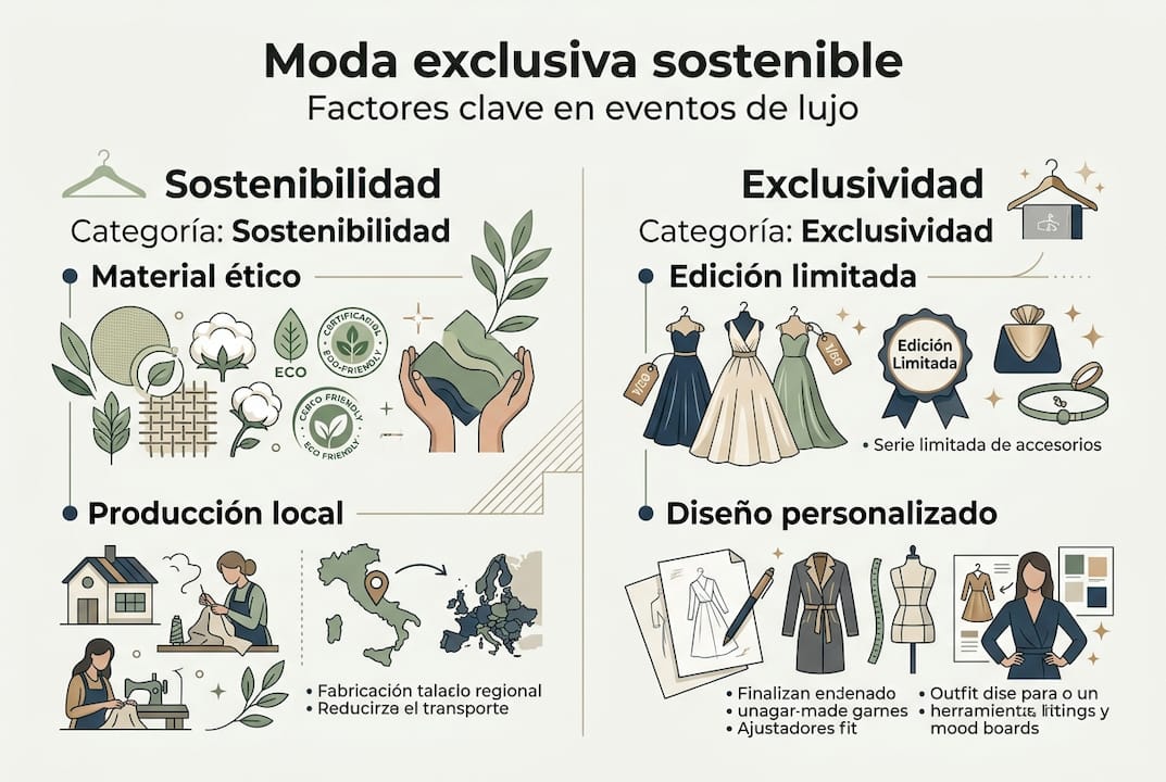 Infografía sobre los principales factores que definen la moda sostenible y exclusiva