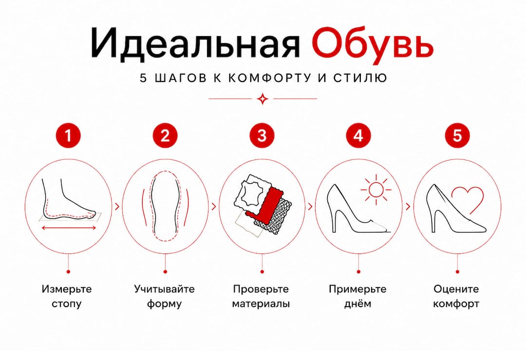 Инфографика: как выбрать идеальную пару обуви за 5 простых шагов