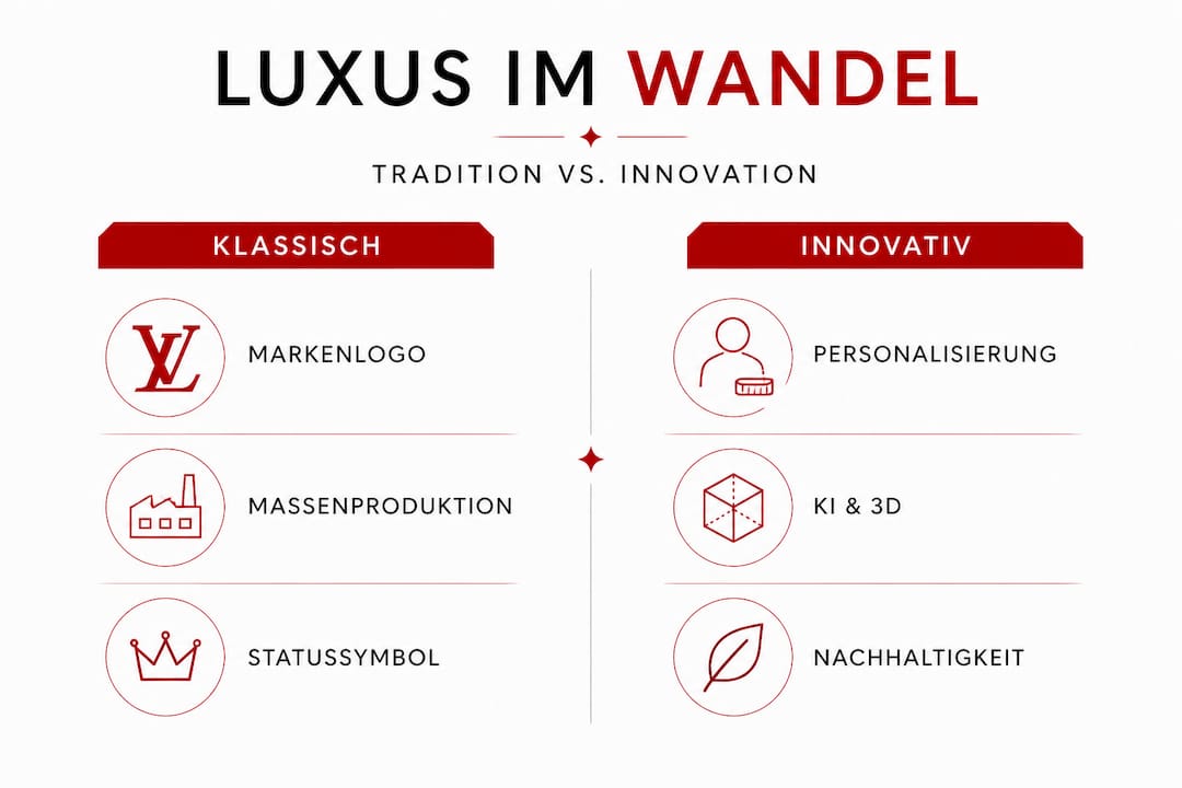 Infografik zeigt den Unterschied zwischen traditionellem und modernem Luxus auf
