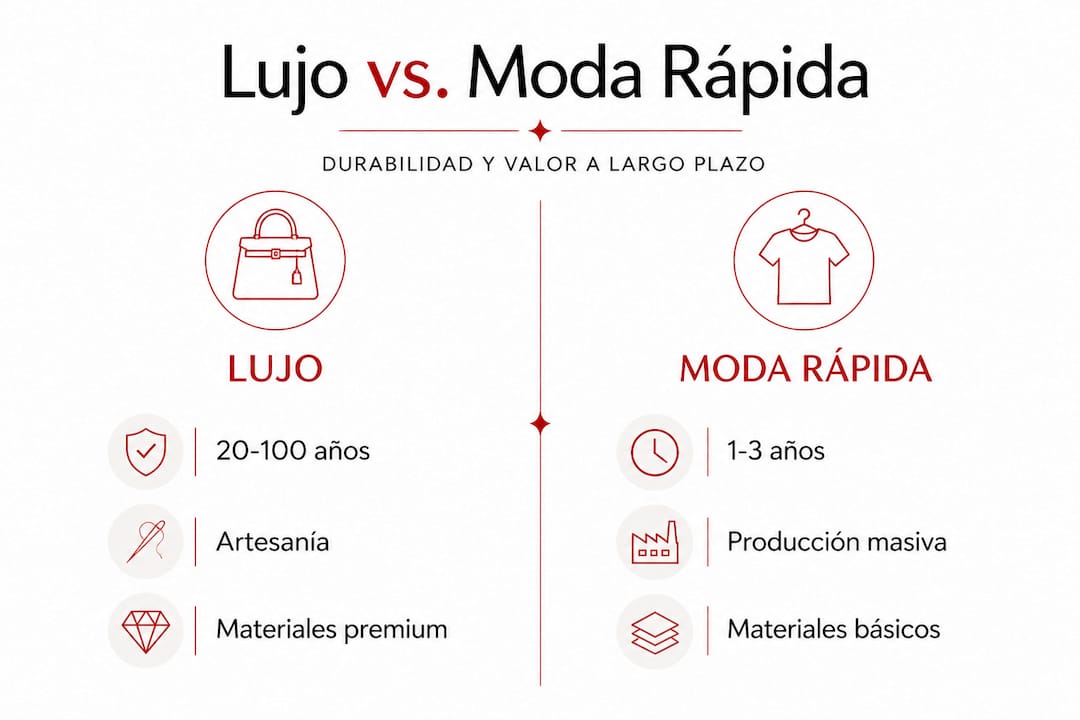 Infografía que analiza las diferencias entre el lujo y la moda low cost