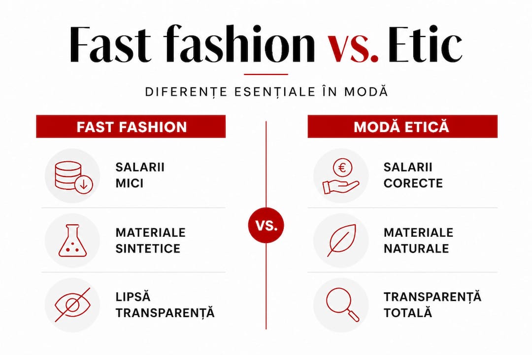 Infografic: cum se diferențiază fast fashion de moda sustenabilă