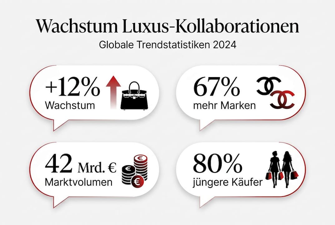 Übersichtliche Infografik mit spannenden Zahlen und Fakten rund um exklusive Luxus-Kooperationen