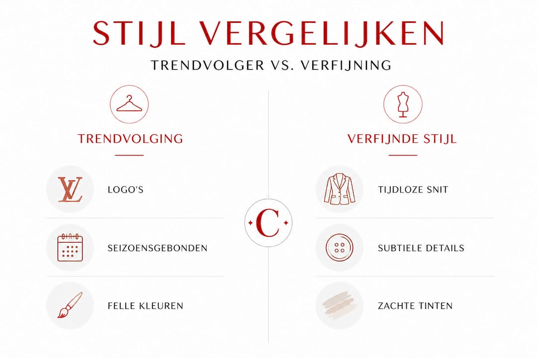 Infographic: het verschil tussen meegaan met trends en een eigen, verfijnde stijl kiezen