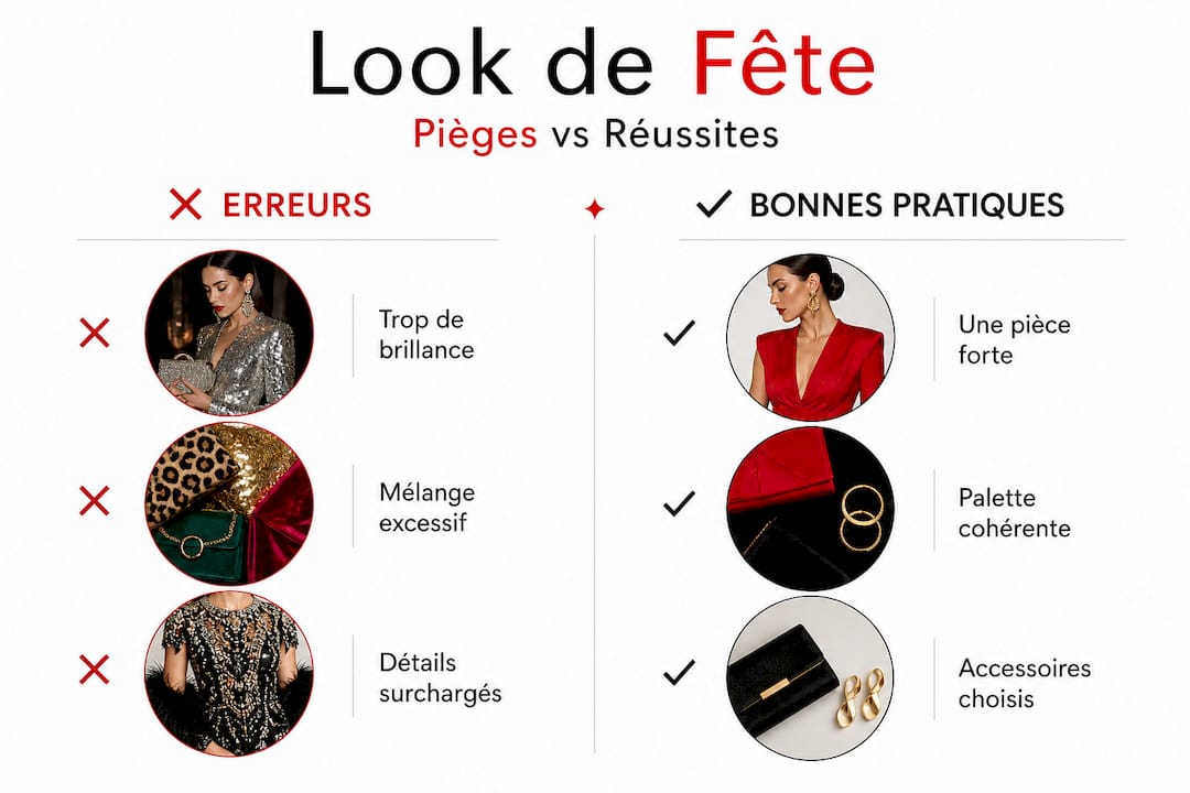 Infographie : les faux pas à éviter et les astuces pour réussir votre look de fête