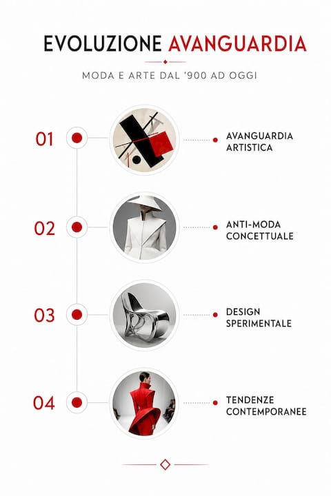 Un percorso chiaro e sintetico sull’evoluzione dello stile avanguardista nel mondo della moda.