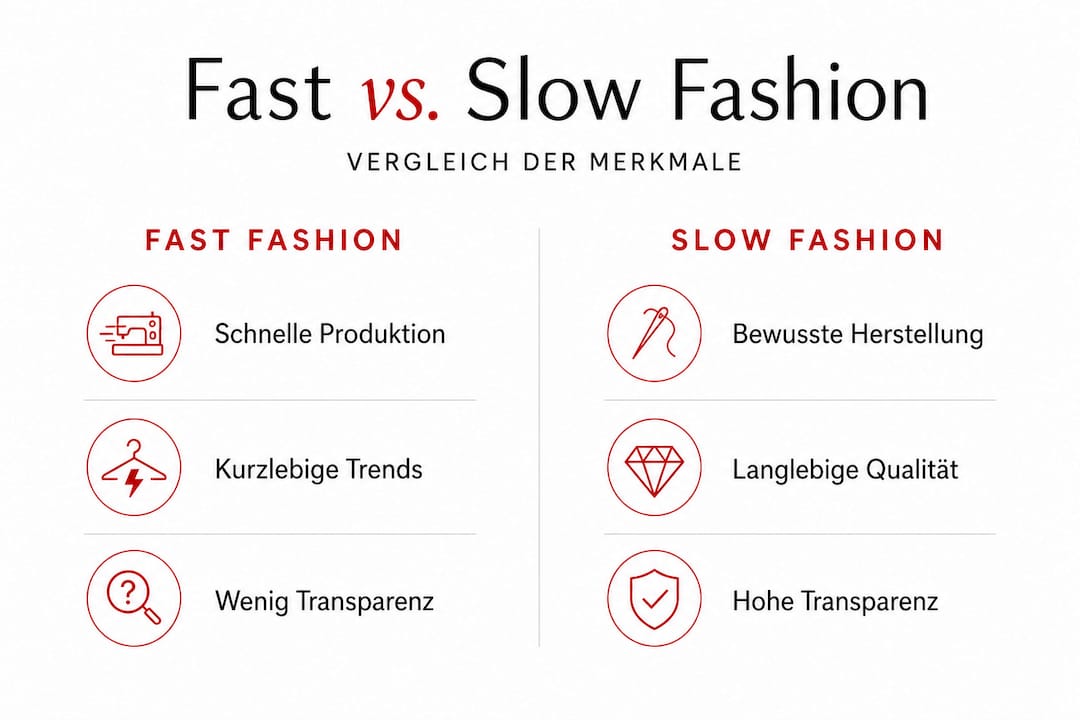 In dieser Infografik werden Fast Fashion und Slow Fashion anschaulich gegenübergestellt.