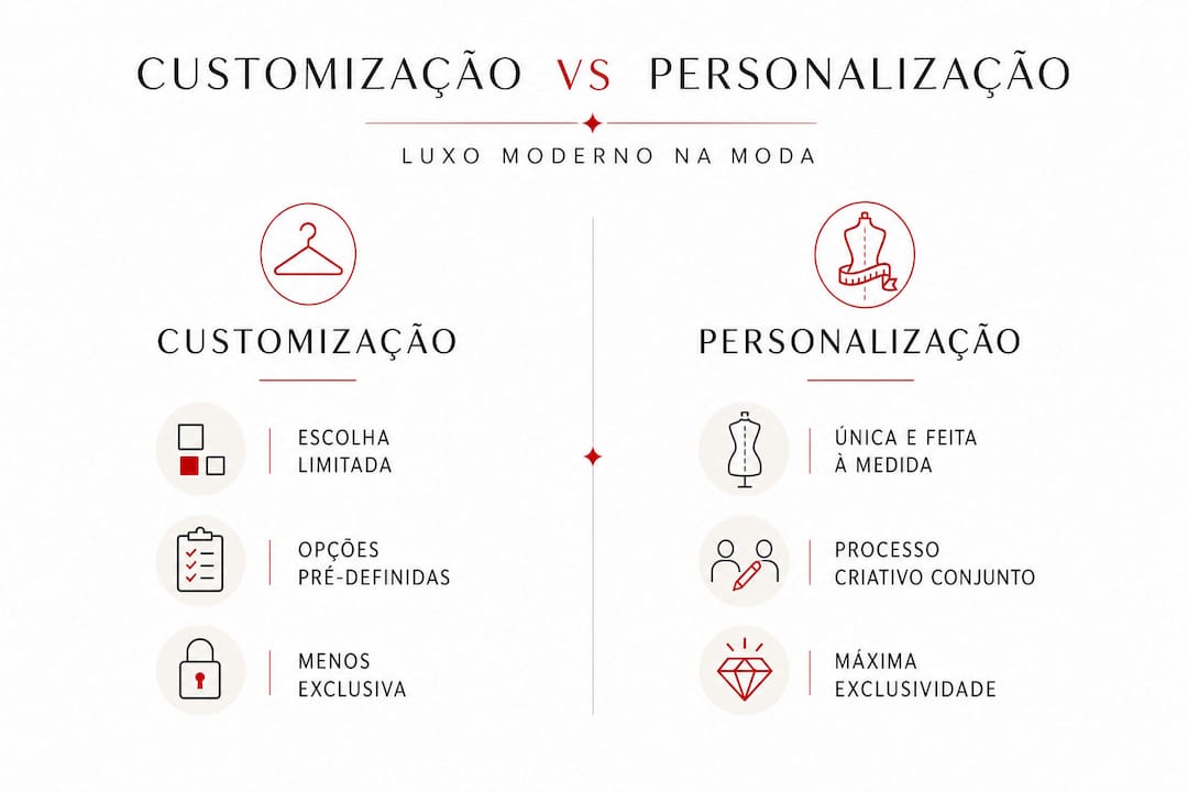 Infográfico mostra as diferenças entre customização e personalização no segmento de luxo
