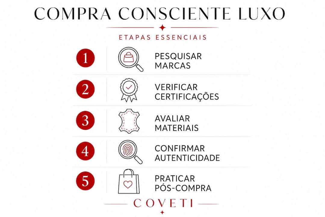 Infográfico destaca as principais fases para uma compra de luxo mais consciente