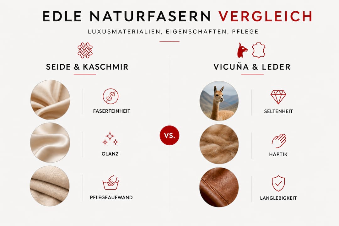 Grafik veranschaulicht den Vergleich hochwertiger Naturfasern