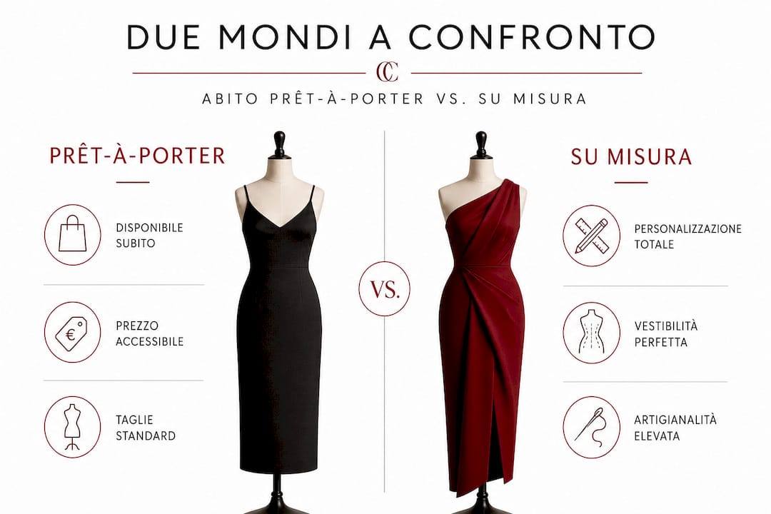 Infografica: differenze tra abiti confezionati e sartoriali