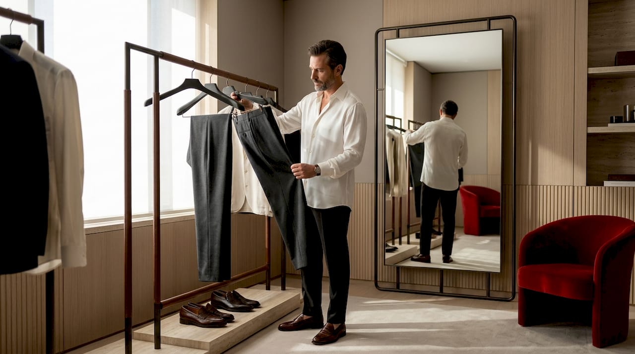 Hombre seleccionando un look elegante y a la moda