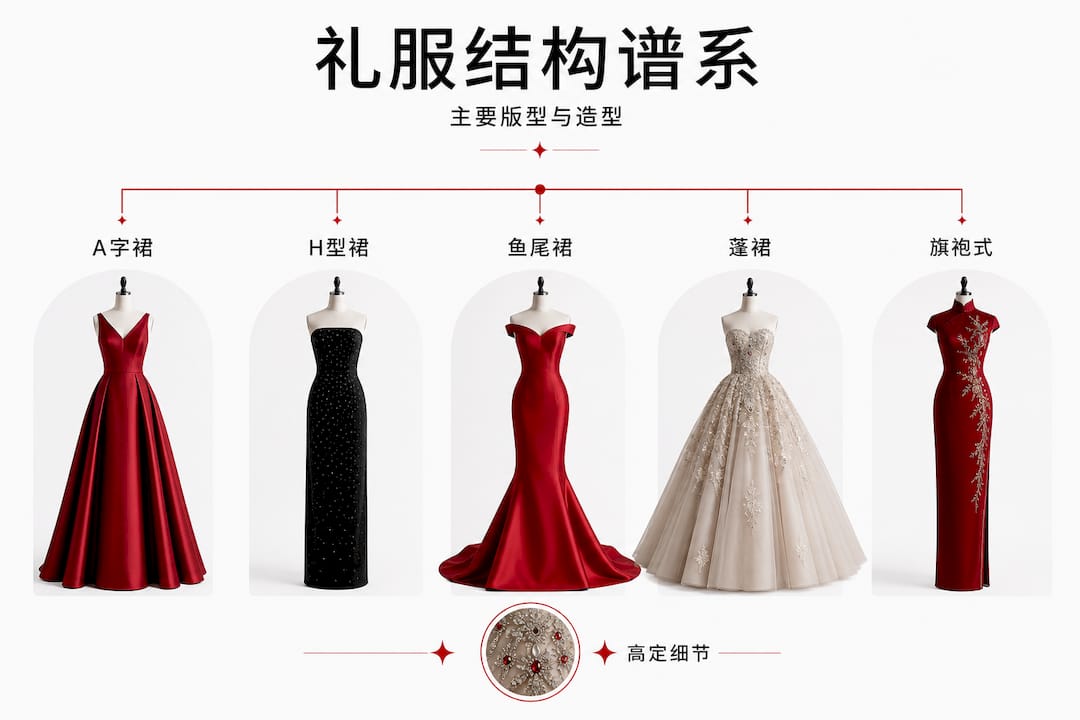 晚礼服款式与剪裁结构分级图解