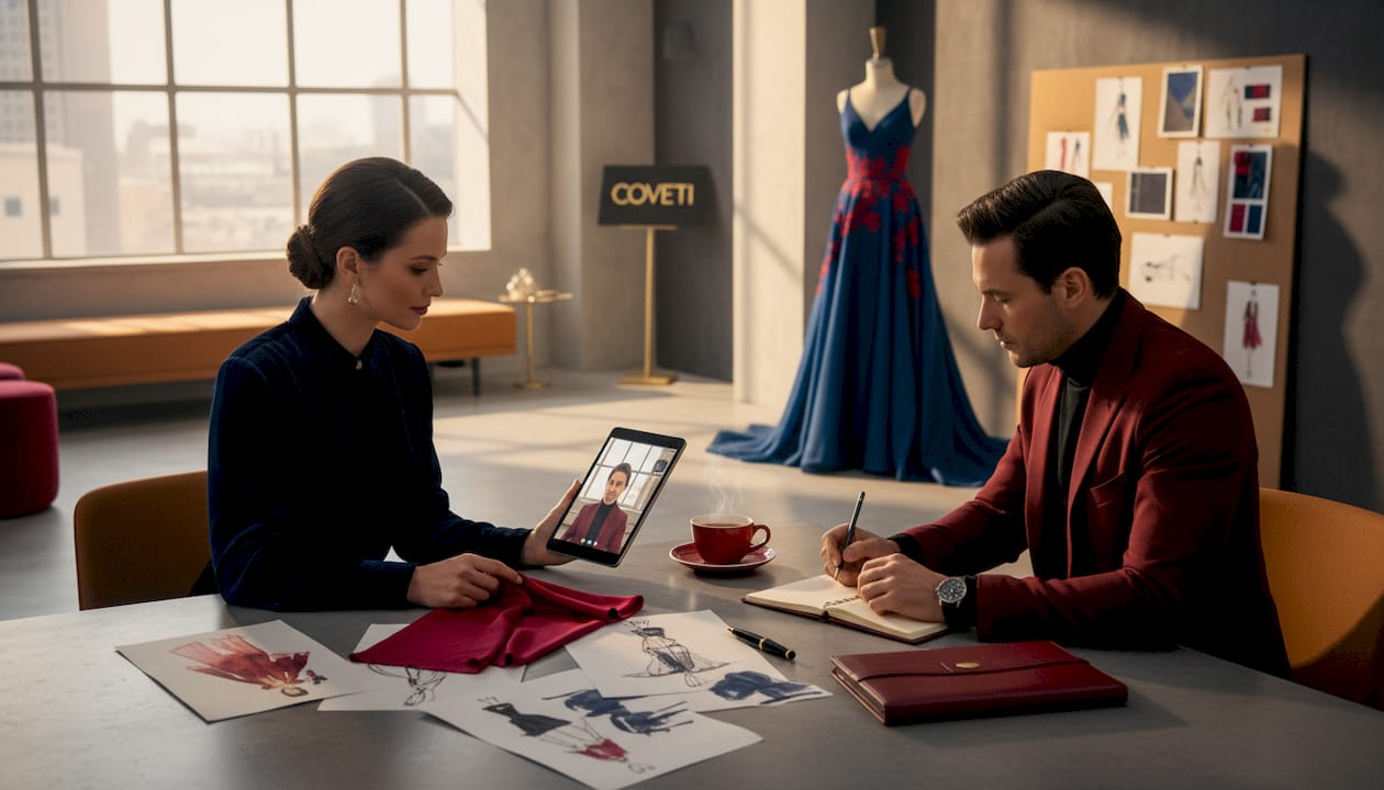 Clientul și designerul pun la punct detaliile unei colaborări flexibile
