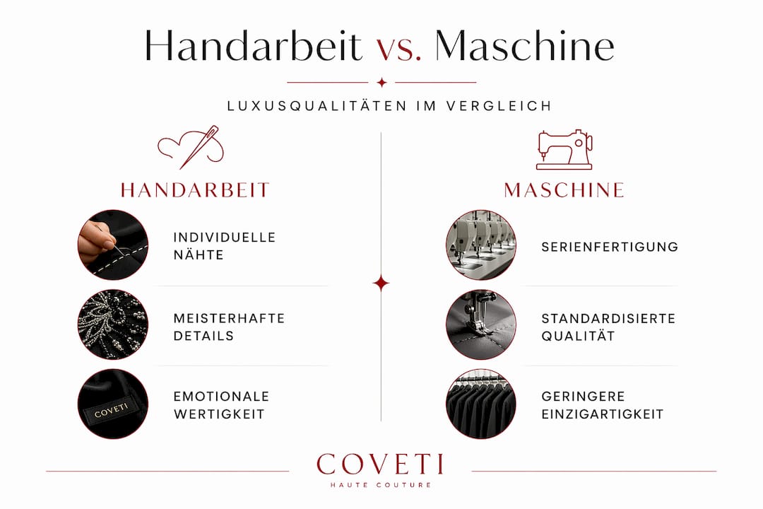 Grafik: Luxus im Vergleich – Handwerkliche Fertigung versus maschinelle Herstellung