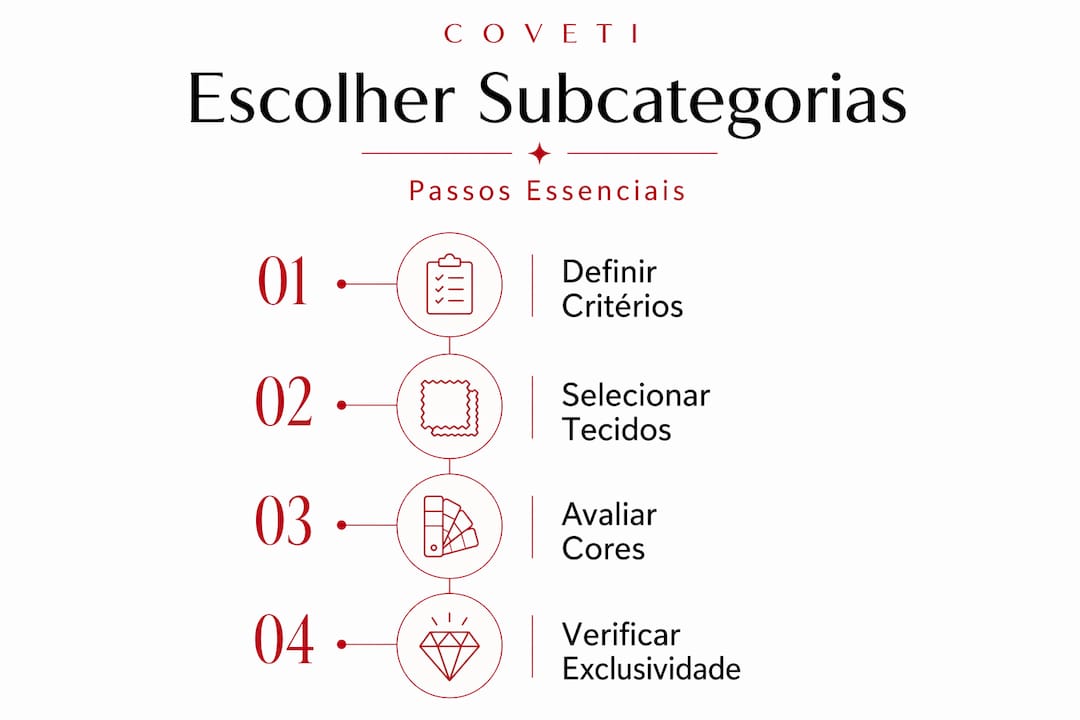 Infográfico com dicas práticas para selecionar as melhores subcategorias de moda de luxo