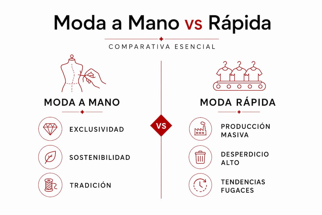 Infografía: diferencias entre la moda artesanal y la moda rápida