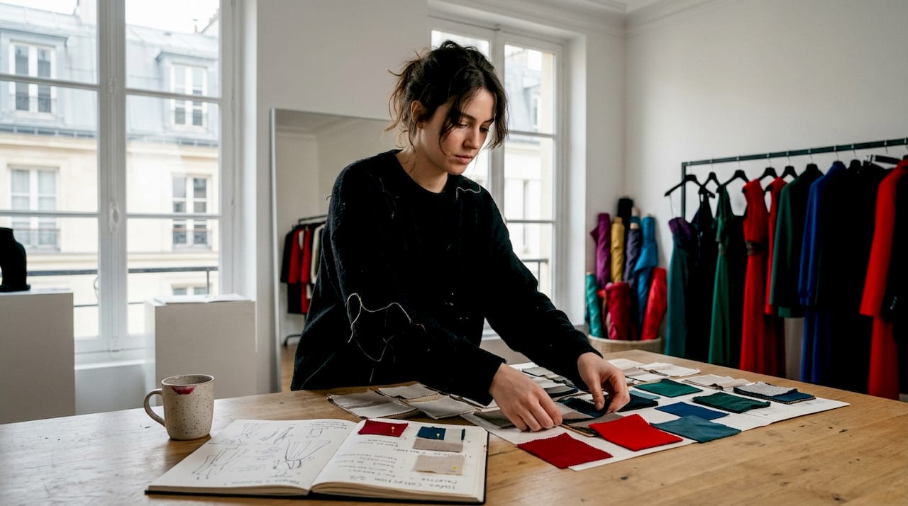 Le créateur met en scène les nouvelles collections de saison dans son showroom, en veillant à chaque détail pour offrir une expérience unique aux visiteurs.