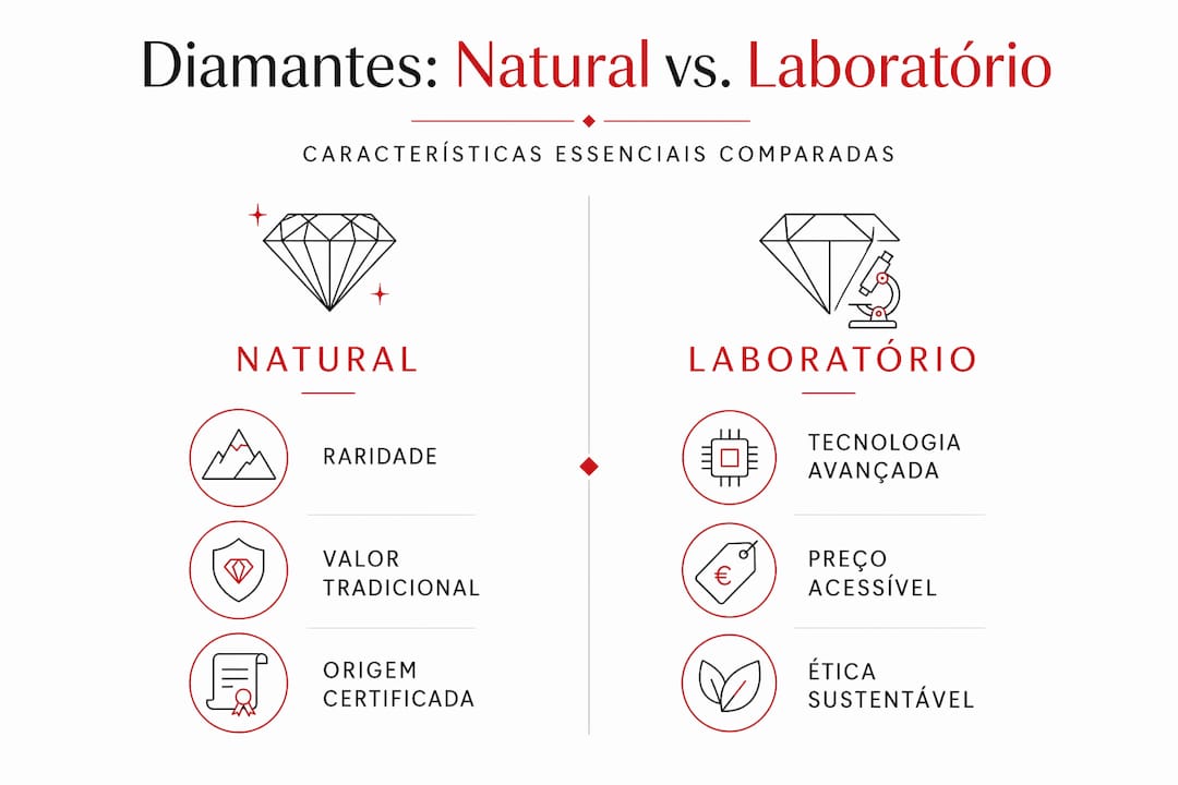 Infográfico: diferenças entre diamantes naturais e diamantes sintéticos