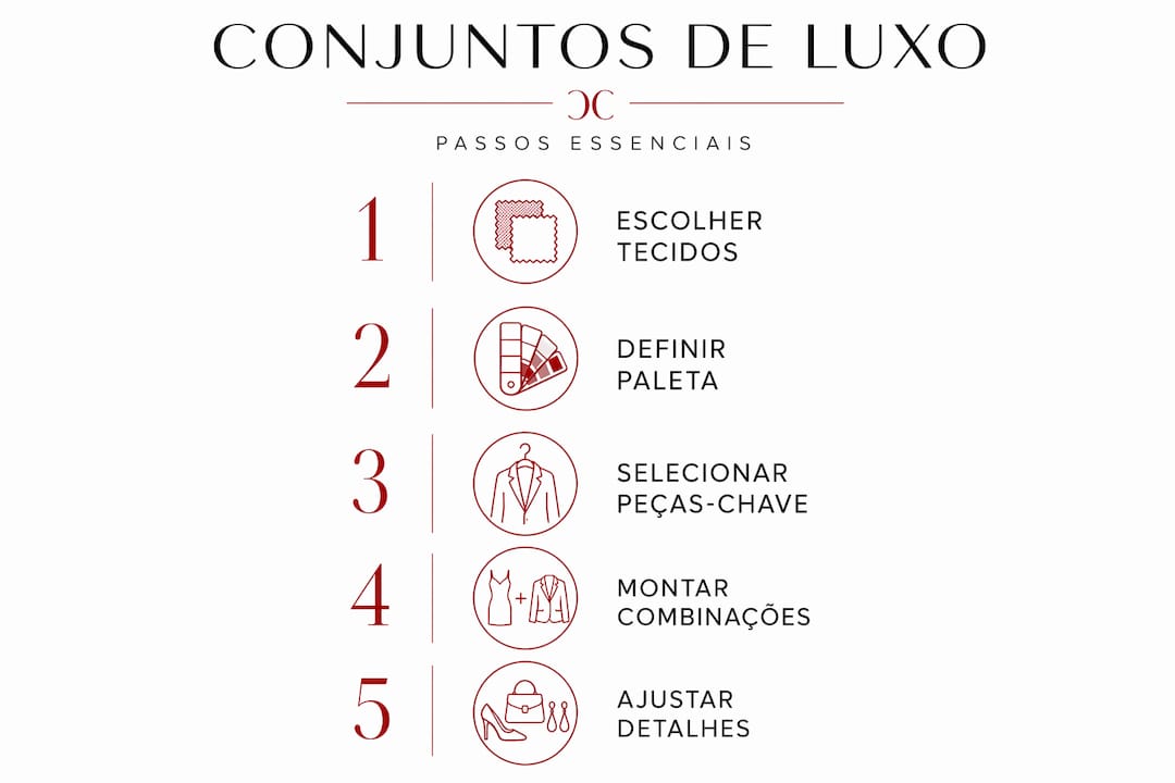 Infográfico: etapas do processo de montagem de conjuntos de luxo