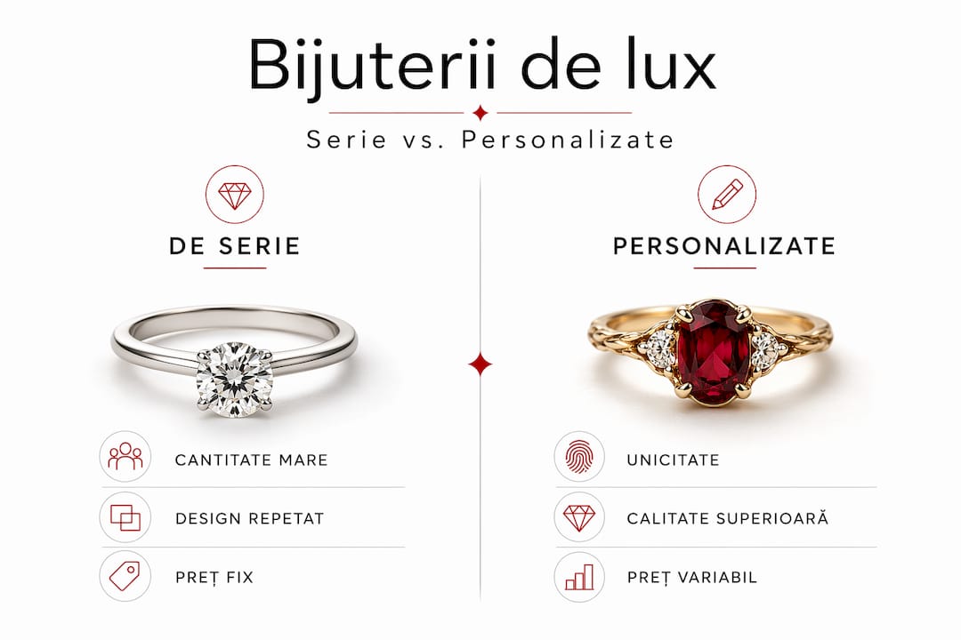 Infografic comparativ: produse de serie versus produse personalizate