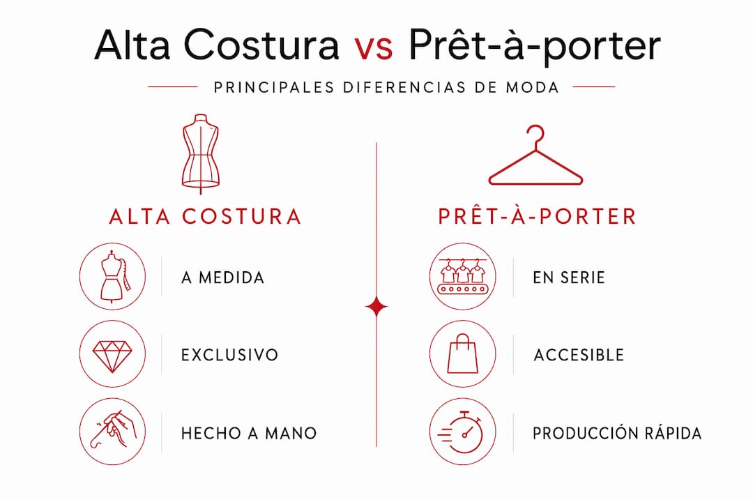 Infografía que muestra las diferencias entre la alta costura y el prêt-à-porter