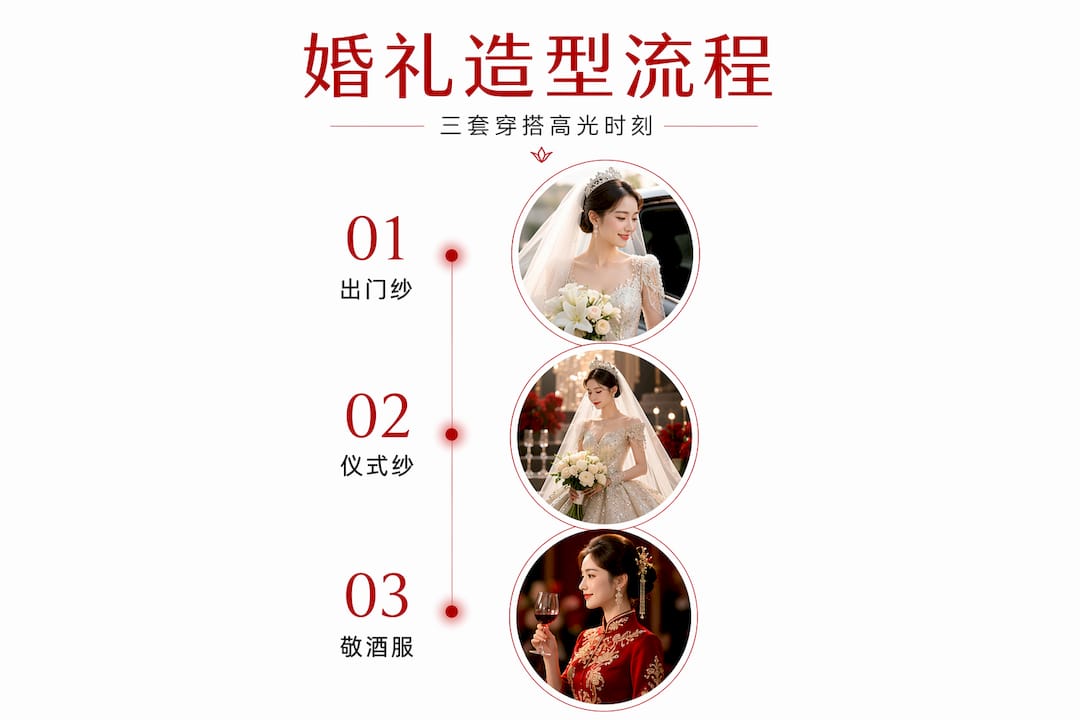 婚礼三套礼服穿搭全流程一览表