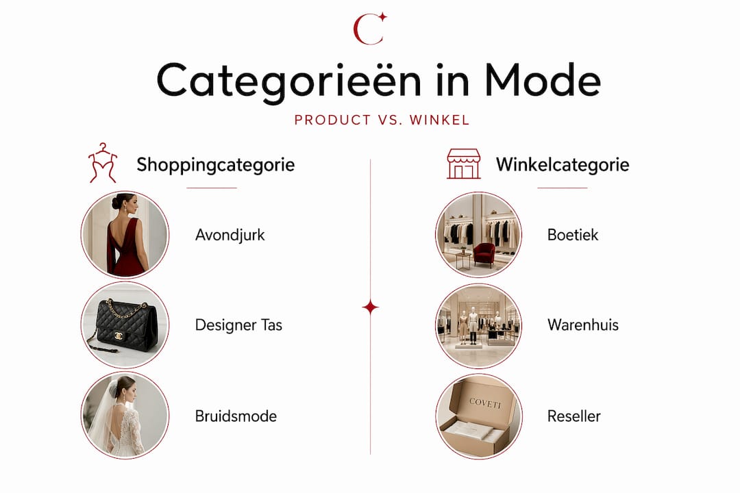 Infographic: het verschil tussen een shoppingcategorie en een winkelcategorie binnen de modebranche