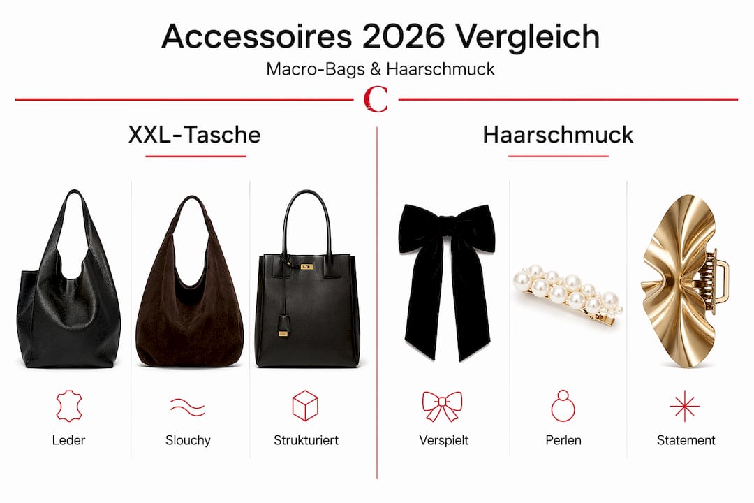 Infografik: XXL-Taschen vs. Haarschmuck – ein Vergleich der aktuellen Fashion-Trends